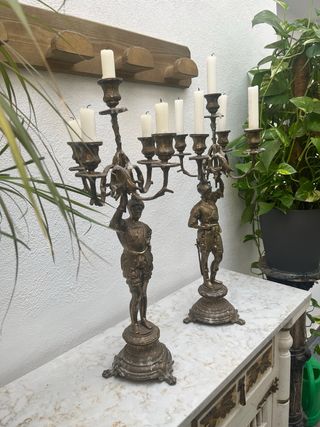 2 Candelabros Bronce Siglo XIX