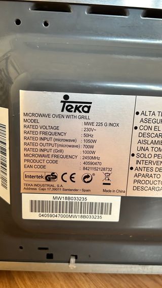 Microondas Teka MWE 225 G plateado