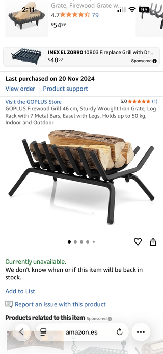 Parrilla Leña GOPLUS 46cm Hierro Forjado