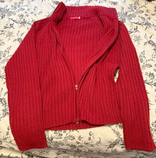 Chaqueta de punto roja mujer