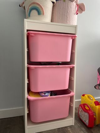 Estantería infantil 3 cajones rosa