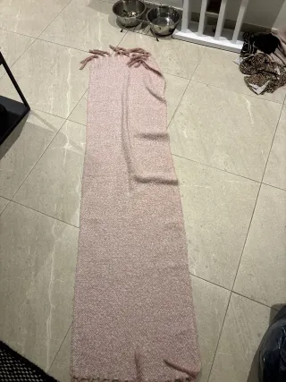 Bufanda gruesa rosa bebé con flecos