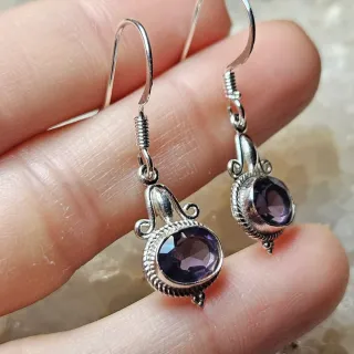 Pendientes Plata 925 Amatista Ovalada