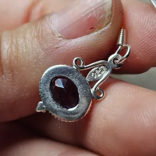 Pendientes Plata 925 Amatista Ovalada