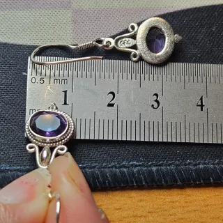 Pendientes Plata 925 Amatista Ovalada