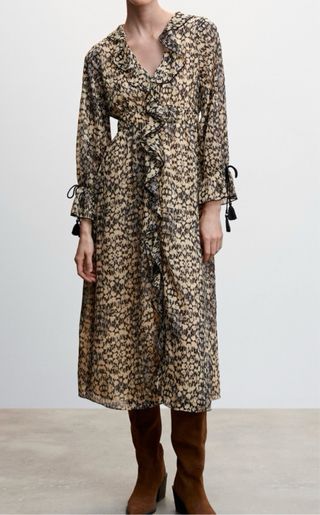 Vestido Mango Talla M Estampado Volantes