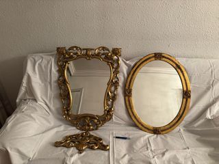 2 Espejos Dorados (1 con marco roto)