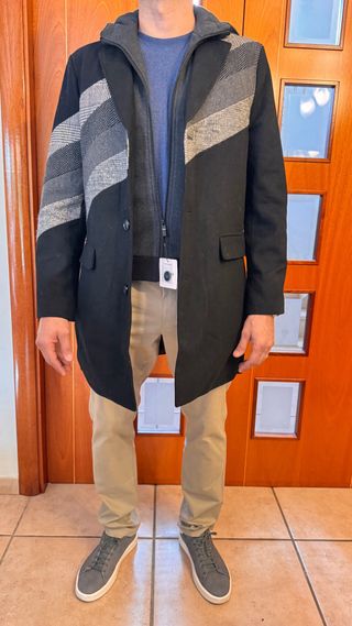 Abrigo Desigual Talla 54 Negro y Gris