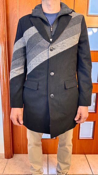 Abrigo Desigual Talla 54 Negro y Gris