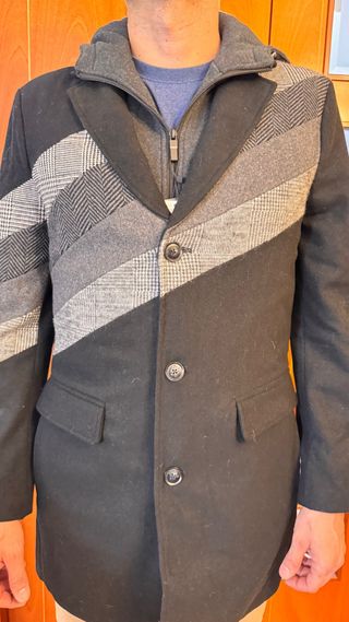 Abrigo Desigual Talla 54 Negro y Gris