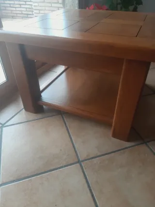 Mesita auxiliar rústica madera maciza