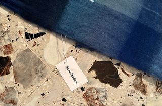 Sciarpa Acne Studios blu e verde acqua