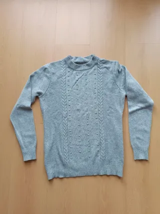 Jersey invierno gris trenzado