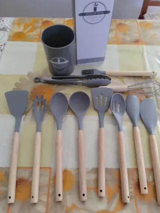 Set Mestoli Cucina Silicone e Legno