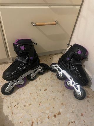 Patines en línea negros y morados talla 38-41