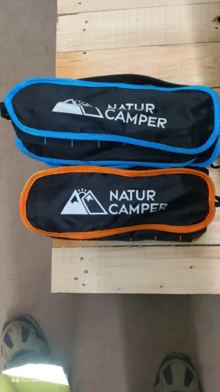 Silla Camping Plegable Negra y Azul
