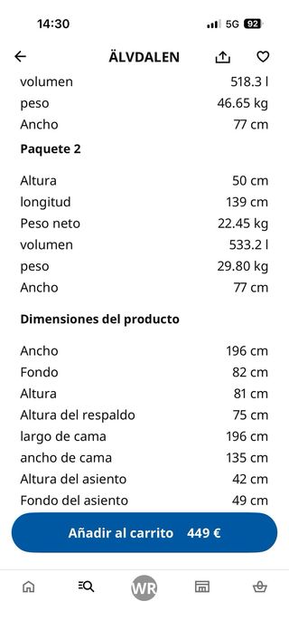 Sofá cama ÄLVDALEN gris