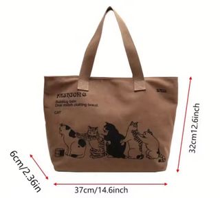 Bolso de lona con estampado de gatos nuevo
