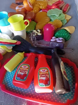 Juego de té, panadería y burguer de juguete