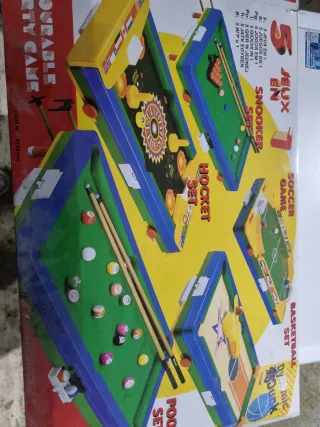 Set 5 Giochi Tavolo Snooker Hockey Calcio Basket