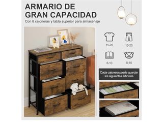 Cómoda WOLTU 8 Cajones Tela Marco Metal