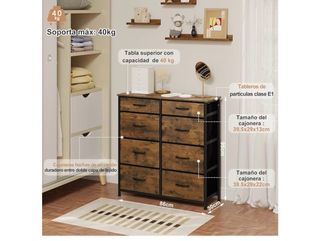 Cómoda WOLTU 8 Cajones Tela Marco Metal