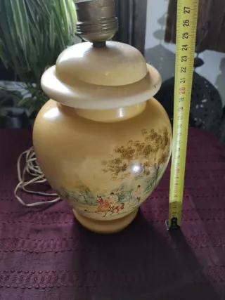 Base Lámpara Cerámica Vintage Escena Ecuestre