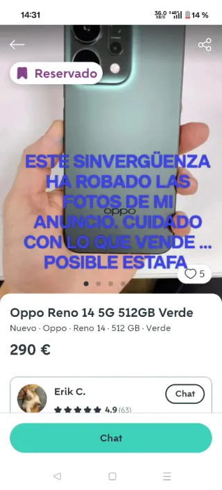 Oppo Reno 14 5G 512GB Verde
