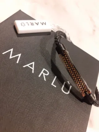 Bracciale Marlù Uomo Pelle Nera e Oro