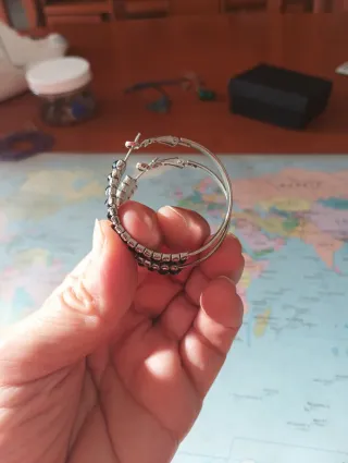 Pendientes Aro Plata y Negro