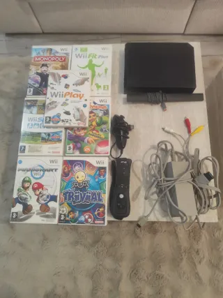 Consola Wii Negra con Juegos y Accesorios
