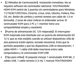 HDMI 8K 60Hz KVM Switch 2 PCs 1 monitor