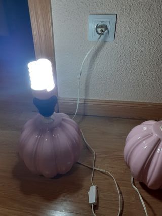 Lamparas mesilla ceramica rosa