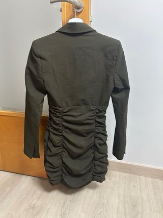 Vestido blazer Zara fruncido verde XS
