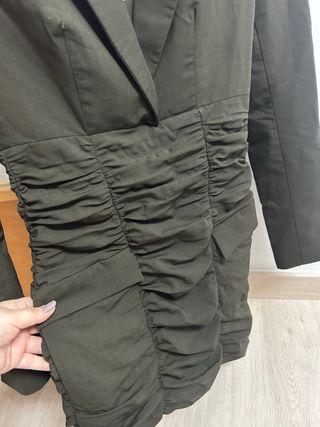 Vestido blazer Zara fruncido verde XS