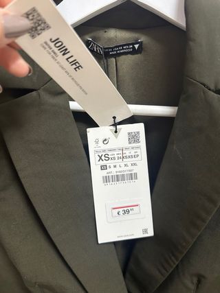 Vestido blazer Zara fruncido verde XS