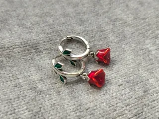 Pendientes de aro rosa plata de ley