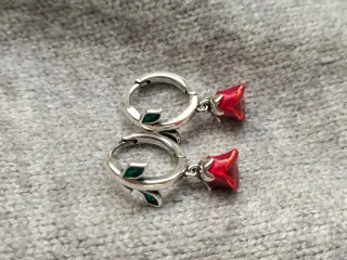 Pendientes de aro rosa plata de ley
