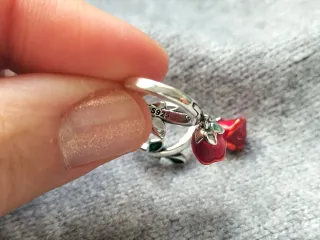 Pendientes de aro rosa plata de ley