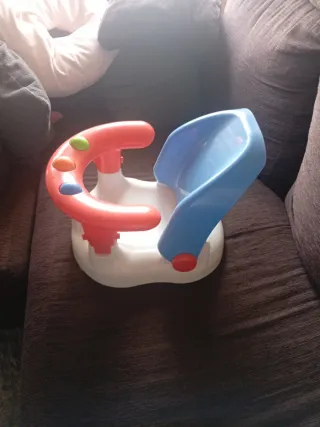 Asiento Bañera Bebé Azul y Rojo