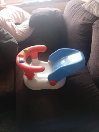 Asiento Bañera Bebé Azul y Rojo