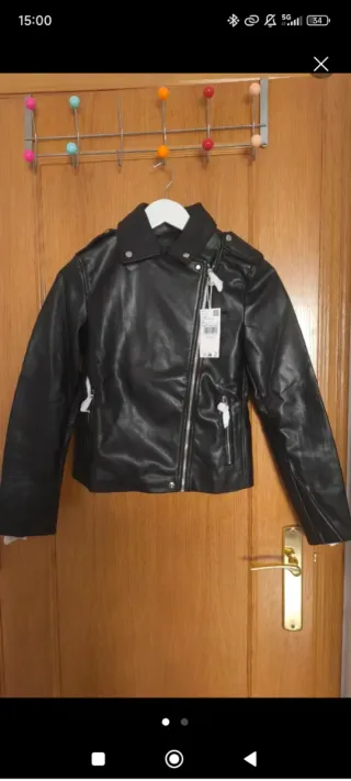 Cazadora Biker Cuero Negra