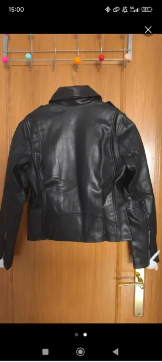 Cazadora Biker Cuero Negra