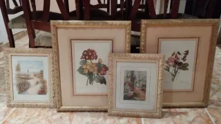 4 Cuadros Decorativos Marco Madera