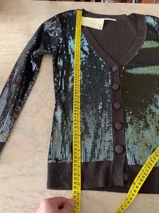 Cardigan con paillettes iridescenti grigie donna