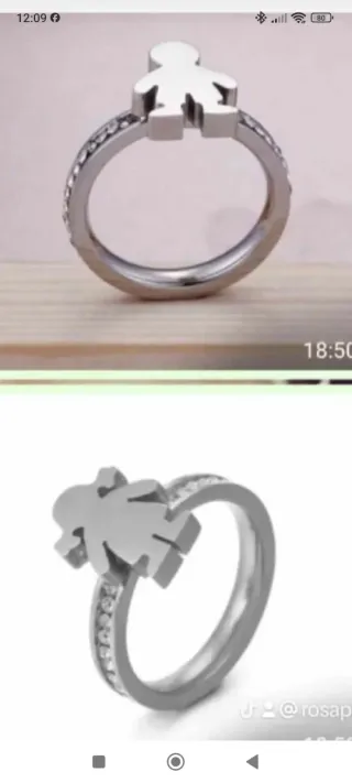 Anillo ajustable figura niño plata