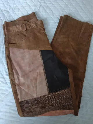 Pantaloni patchwork taglia L