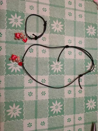 Colgante y pulsera ositos corazón