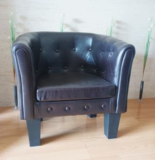 2 Sillones Chesterfield Cuero Marrón Oscuro