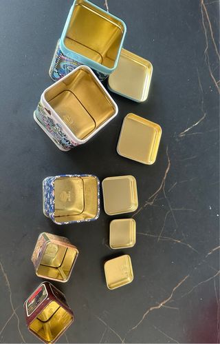 Lote 5 Cajas Metálicas Decoradas para infusiones